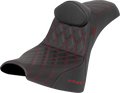 SADDLEMEN Pro Series SDC Performance Seat - w/ Backrest - Red Stitch - Gripper - FXBB/FXST '18-'25