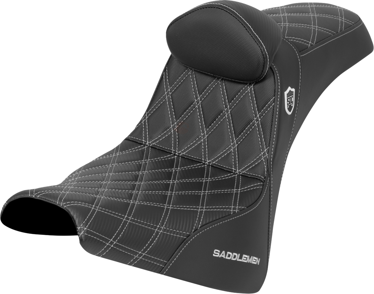 SADDLEMEN Pro Series SDC Performance Seat - w/ Backrest - Silver Stitch - Gripper - FXBB/FXST '18-'25