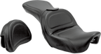 SADDLEMEN Seat - Explorer™ - With Backrest - Stitched - Black - FLD/FXD '06-'17