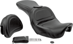 SADDLEMEN Seat - Explorer™ - With Backrest - Stitched - Black - FLD/FXD '06-'17
