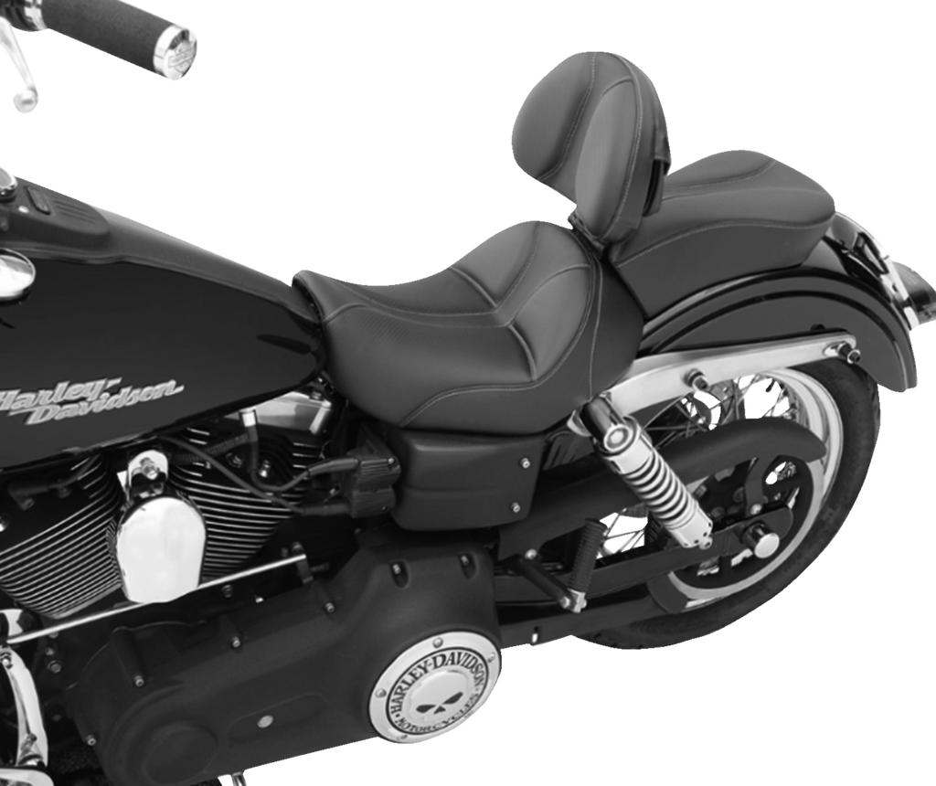 SADDLEMEN Dominator Solo Seat - w/o Backrest - Black w/ Gray Stitching - FL/FX '06-'17
