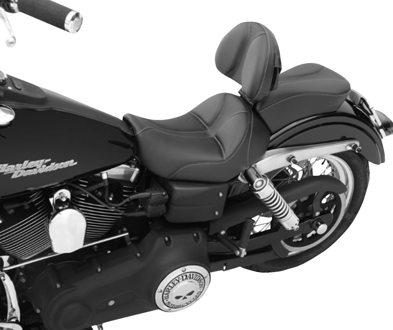 SADDLEMEN Dominator Solo Seat - w/o Backrest - Black w/ Gray Stitching - FL/FX '06-'17