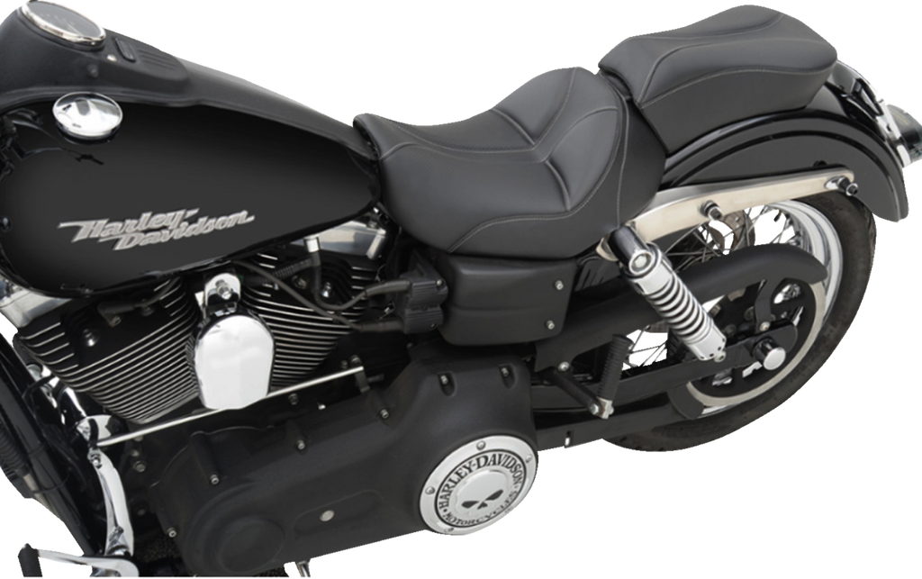 SADDLEMEN Dominator Solo Seat - w/o Backrest - Black w/ Gray Stitching - FL/FX '06-'17