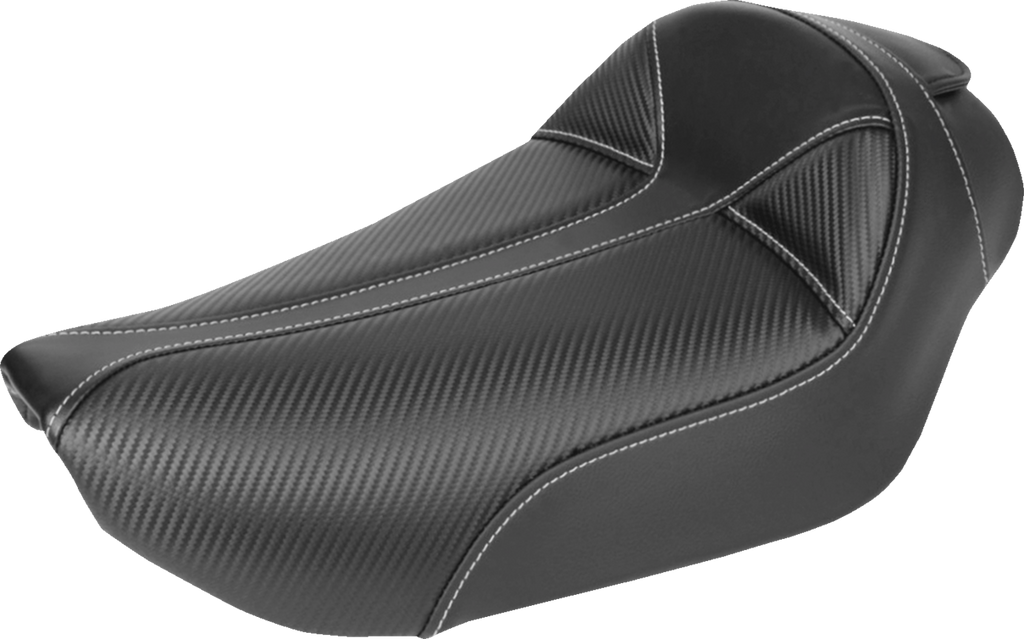 SADDLEMEN Dominator Solo Seat - w/o Backrest- Black w/ Gray Stitching - FXD/WG '96-'03