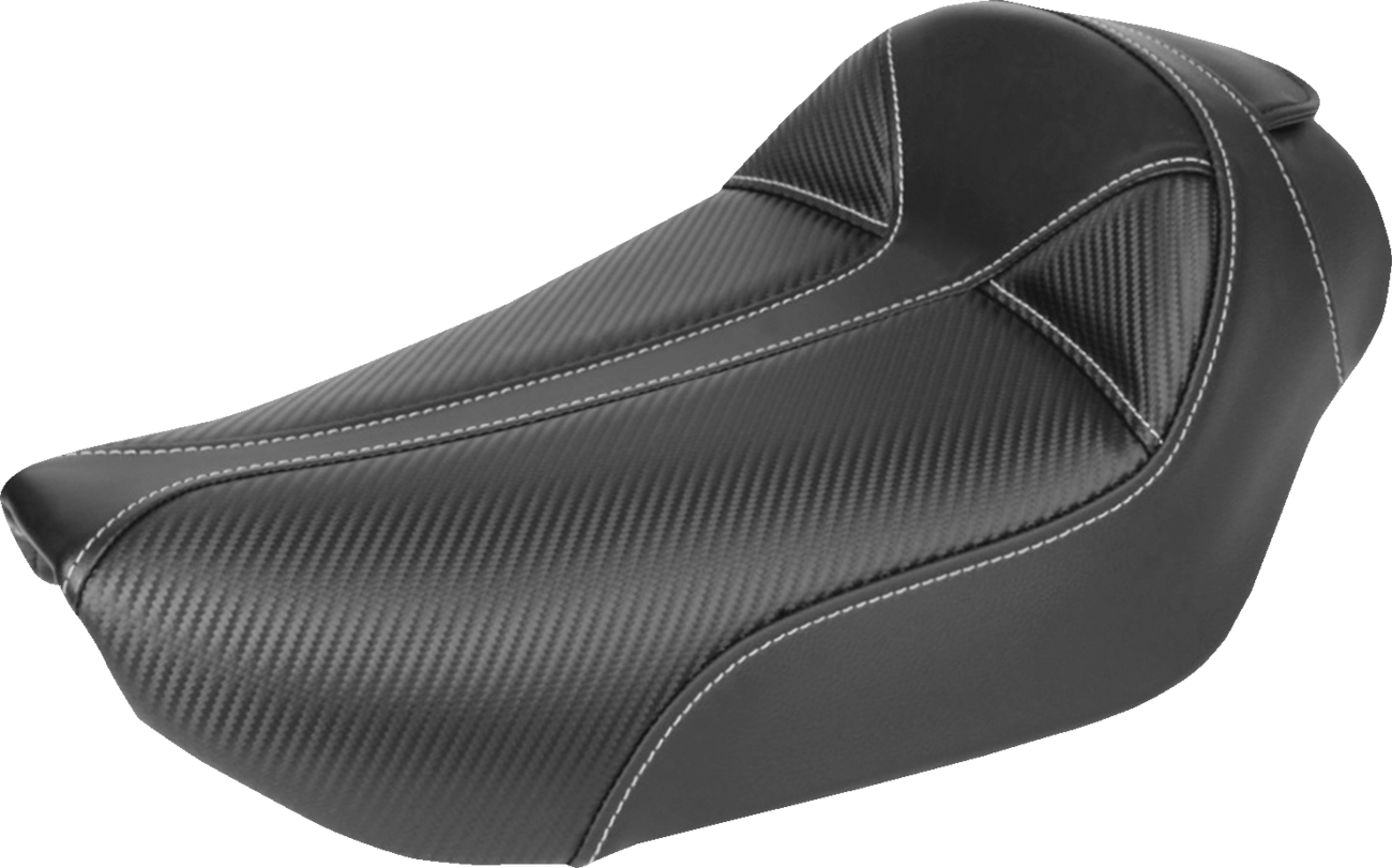 SADDLEMEN Dominator Solo Seat - w/o Backrest- Black w/ Gray Stitching - FXD/WG '96-'03
