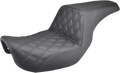 SADDLEMEN Step-Up Seat - Front Lattice Stitch - Black - Dyna