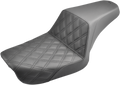 SADDLEMEN Step-Up Seat - Front Lattice Stitch - Black - Dyna