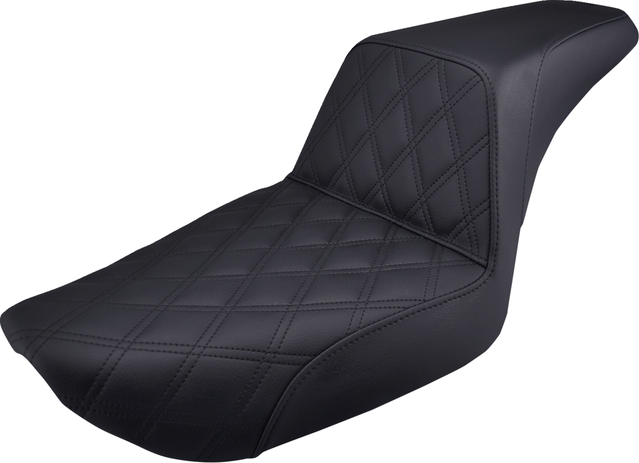 SADDLEMEN Step-Up Seat - Front Lattice Stitch - Black - Dyna