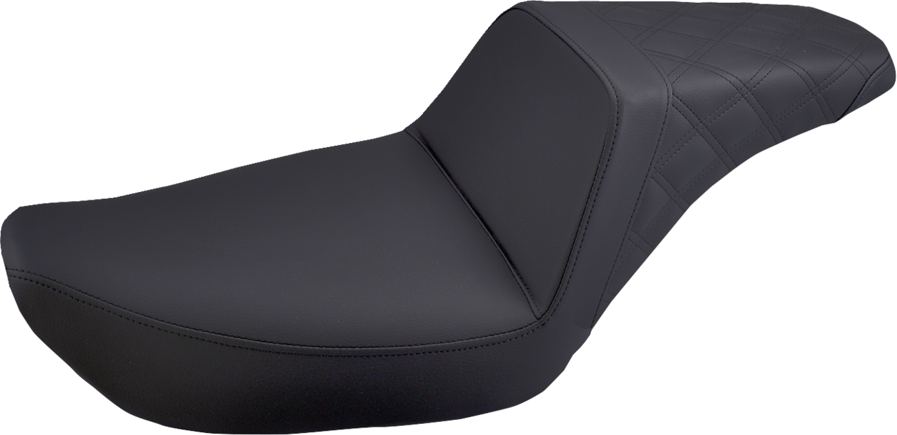 SADDLEMEN Step-Up Seat - Rear Lattice Stitched - Black - FXD