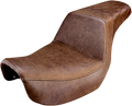 SADDLEMEN Step-Up Seat - Rear Lattice Stitched - Brown - Dyna