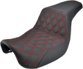 SADDLEMEN Step-Up Seat - Front Lattice Stitch/With Red Stitching - Black - Dyna