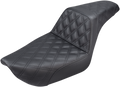 SADDLEMEN Step-Up Seat - Full Lattice Stitch - Black - Dyna