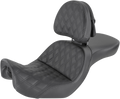 SADDLEMEN Explorer Seat - With Backrest - Lattice Stitched - Black - FXD