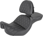 SADDLEMEN Explorer Seat - With Backrest - Lattice Stitched - Black - FXD