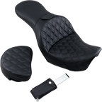 SADDLEMEN Explorer Seat - With Backrest - Lattice Stitched - Black - FXD