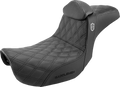 SADDLEMEN Pro Series SDC Performance Seat - w/ Backrest - Lattice Stitch/Lumbar Gripper - FLD/FXD '06-'17