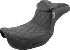 SADDLEMEN Pro Series SDC Performance Seat - w/ Backrest - Lattice Stitch/Lumbar Gripper - FLD/FXD '06-'17