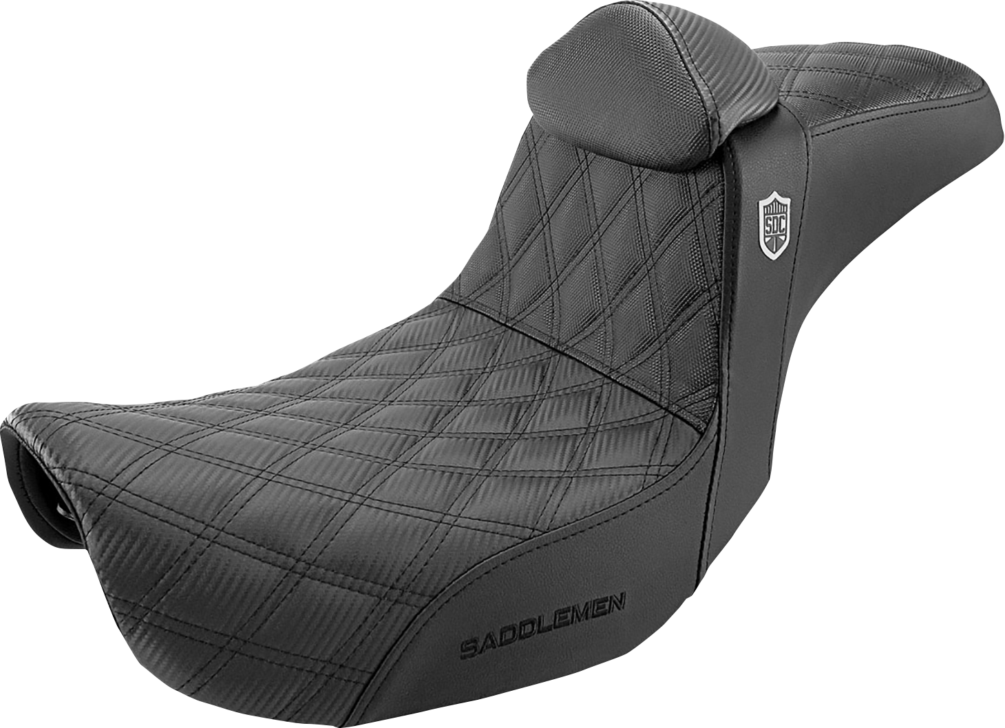 SADDLEMEN Pro Series SDC Performance Seat - w/ Backrest - Lattice Stitch/Lumbar Gripper - FLD/FXD '06-'17
