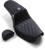 SADDLEMEN Pro Series SDC Performance Seat - w/ Backrest - Lattice Stitch/Lumbar Gripper - FLD/FXD '06-'17