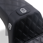 SADDLEMEN Pro Series SDC Performance Seat - w/ Backrest - Lattice Stitch/Lumbar Gripper - FLD/FXD '06-'17