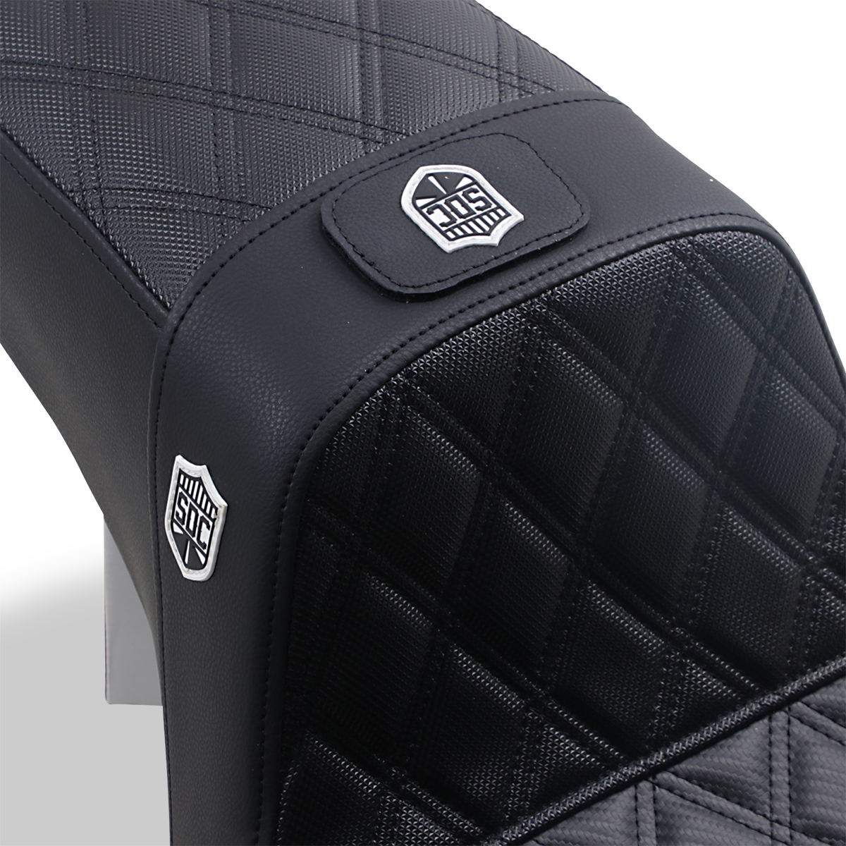 SADDLEMEN Pro Series SDC Performance Seat - w/ Backrest - Lattice Stitch/Lumbar Gripper - FLD/FXD '06-'17
