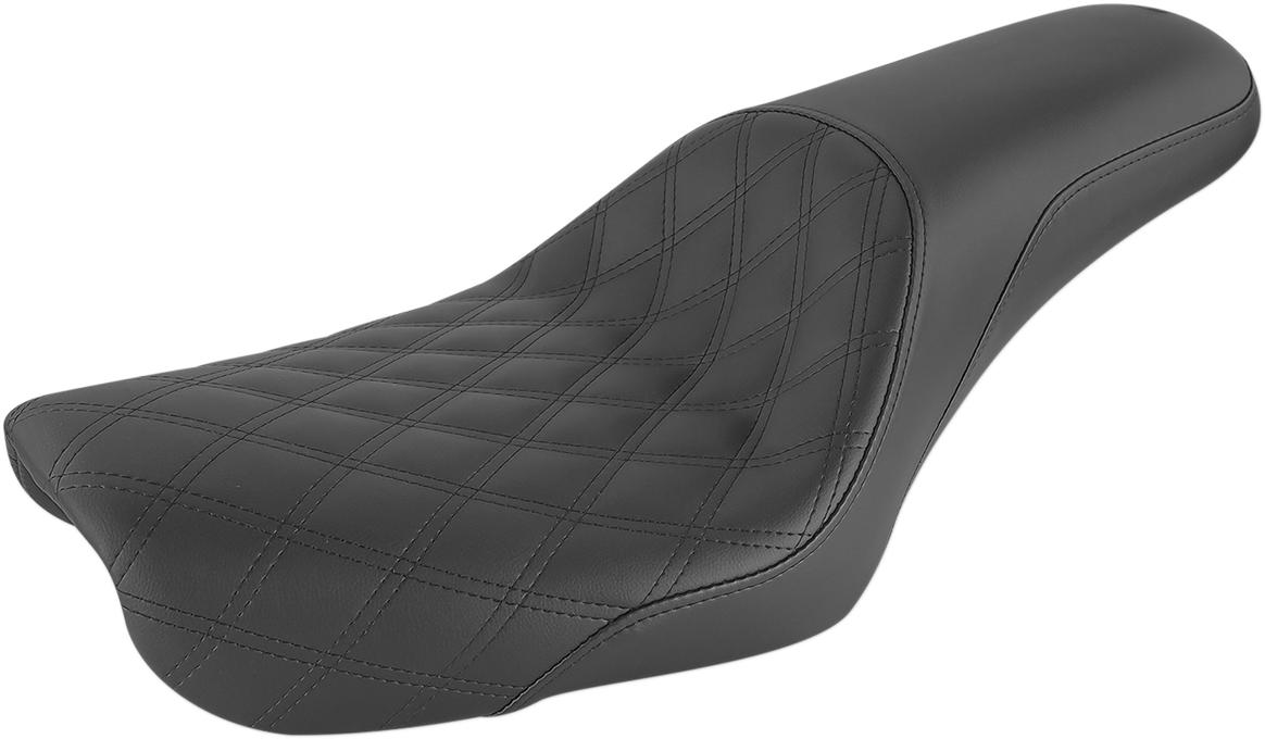 SADDLEMEN Profiler Seat - Front Lattice/Rear Smooth - Black - FXD '04-'05
