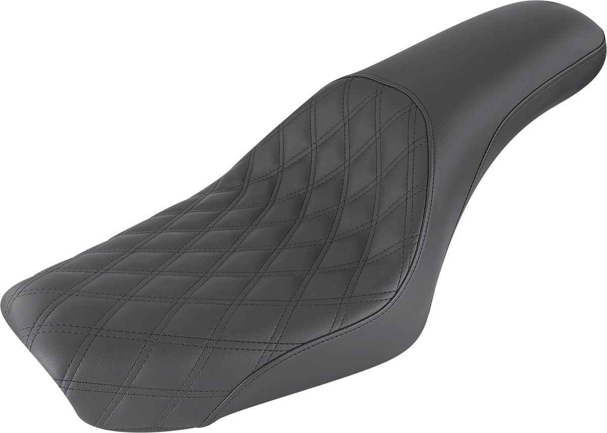 SADDLEMEN Profiler Seat - Front Lattice/Rear Smooth - Black - FXDWG '04-'05