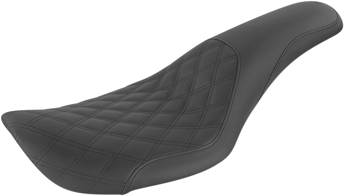 SADDLEMEN Profiler Seat - Front Lattice/Rear Smooth - Black - FXDWG '96-'03