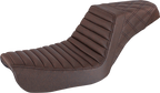 SADDLEMEN Step-Up Seat - Front Tuck-n-Roll/Rear Lattice Stitch - Brown - FXD