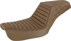 SADDLEMEN Step-Up Seat - Front Tuck-n-Roll/Rear Lattice Stitch - Brown - FXD