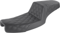 SADDLEMEN Step-Up Seat - Full Lattice Stitch - Black - Dyna
