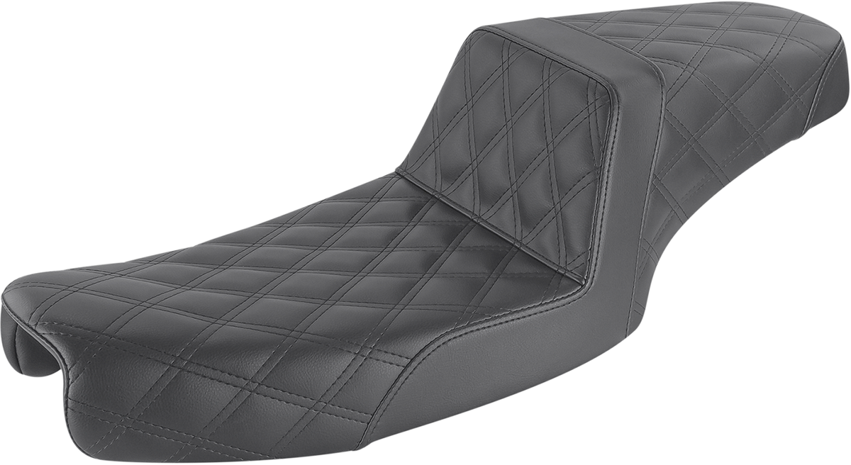 SADDLEMEN Step-Up Seat - Full Lattice Stitch - Black - Dyna