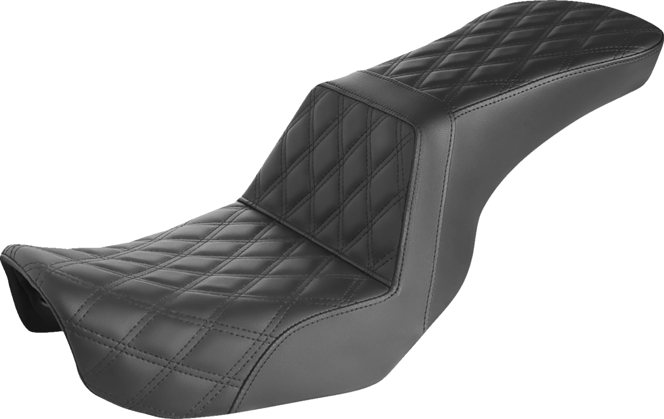 SADDLEMEN Step-Up Seat - Full Lattice Stitch - Black - Dyna