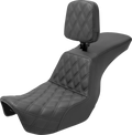 SADDLEMEN Tour Step-Up Seat - Rider Backrest - Front Lattice Stitch - Dyna '06-'17