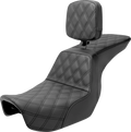 SADDLEMEN Tour Step-Up Seat - Rider Backrest - Full Lattice Stitch - Dyna '06-'17