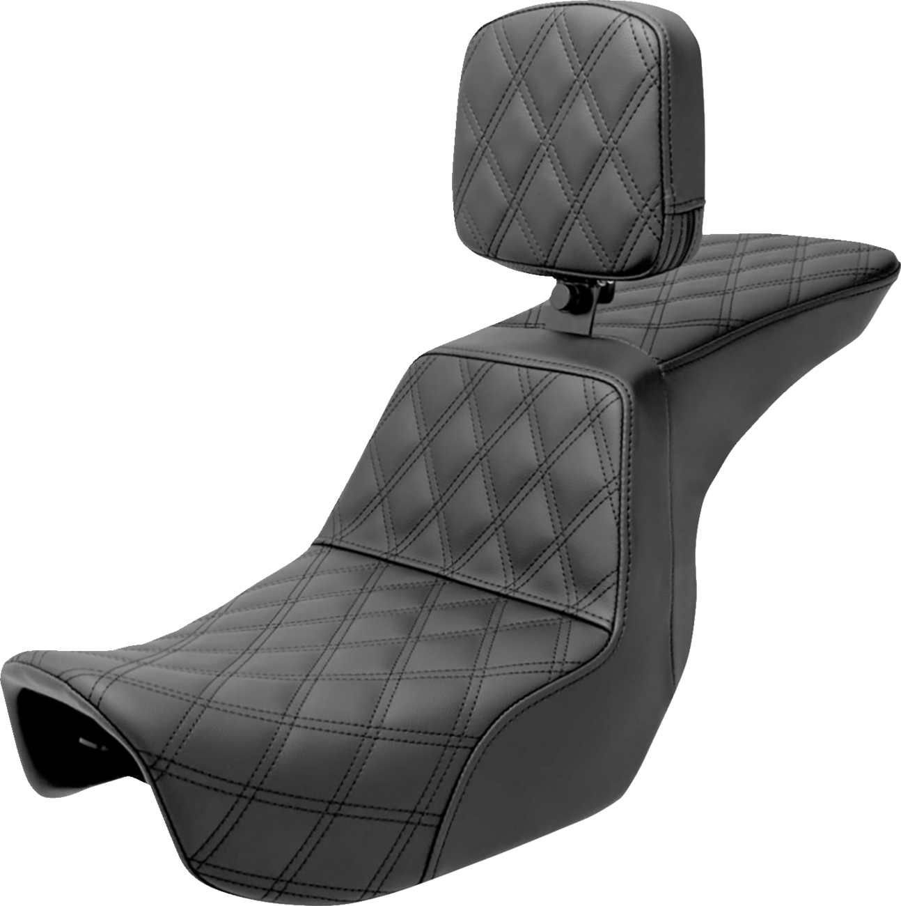SADDLEMEN Tour Step-Up Seat - Rider Backrest - Full Lattice Stitch - Dyna '06-'17