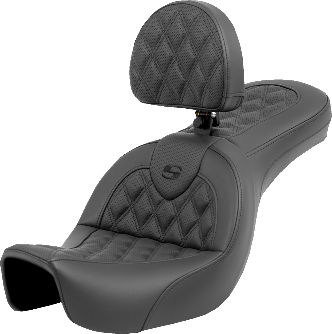 SADDLEMEN Roadsofa™ Seat - Lattice Stitch - with Backrest - FXD '06-'17