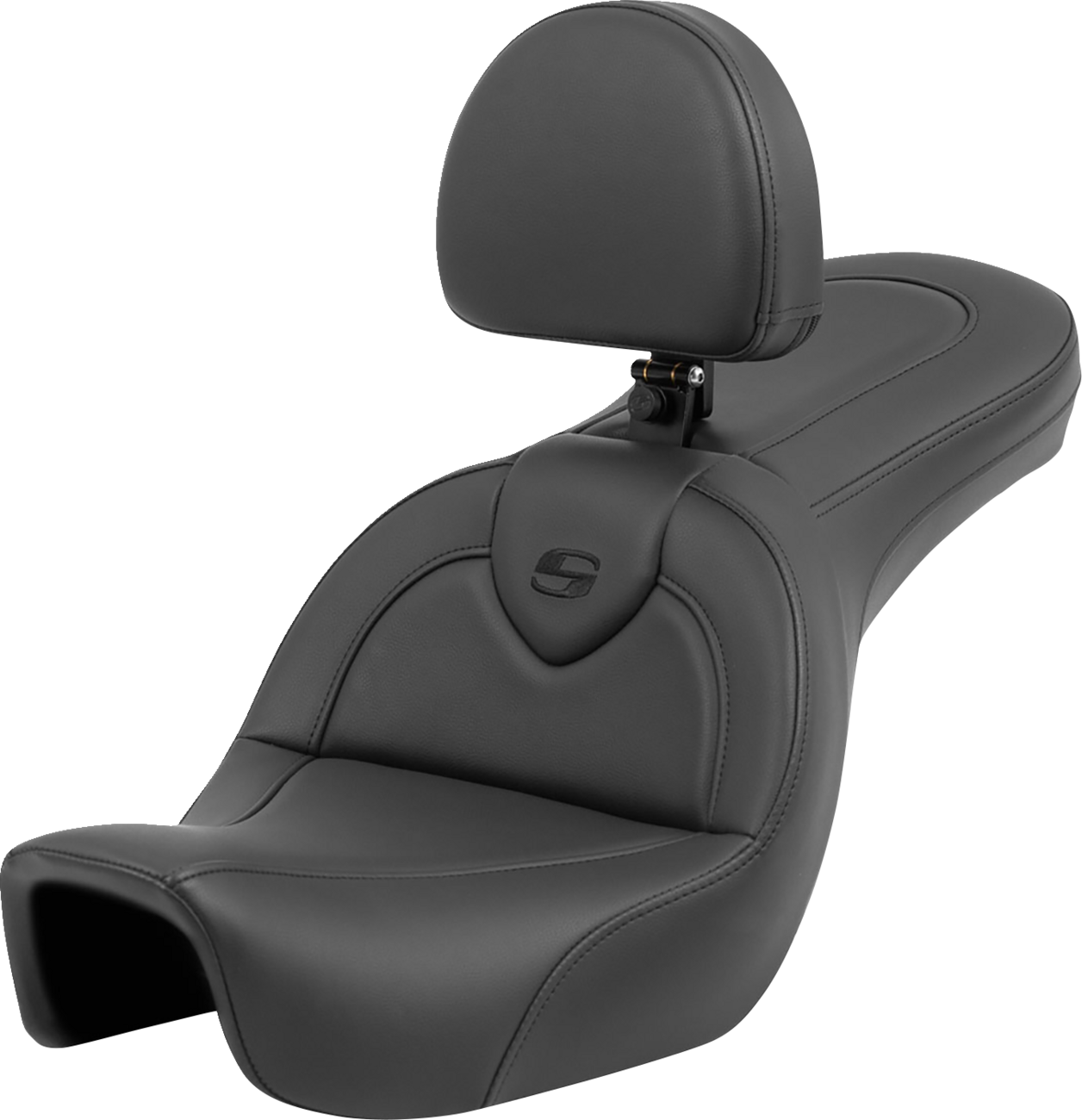 SADDLEMEN Roadsofa™ Seat - with Backrest - Black/Black Stitching - FXD '06-'17