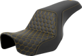 SADDLEMEN Step-Up Seat - Honeycomb - Gold Stitching - Dyna '06-'17