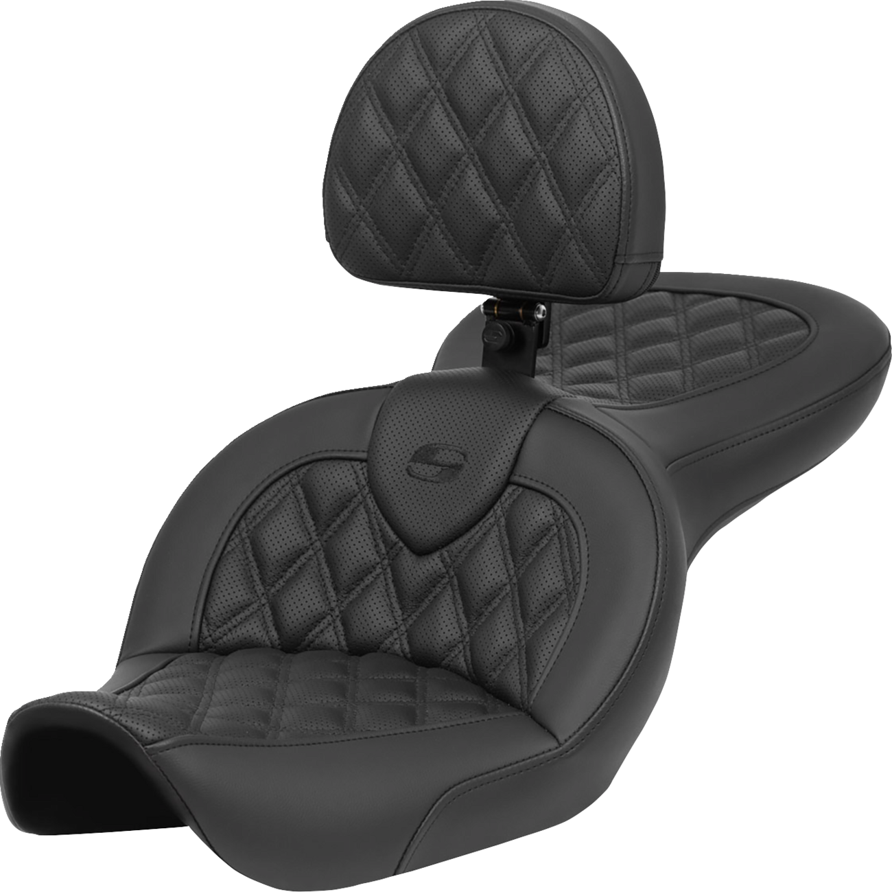 SADDLEMEN Roadsofa™ Seat - with Backrest - Lattice Stitch - FXDWG '96-'23