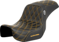 SADDLEMEN Pro Series SDC Performance Seat - Carbon Fiber/Lumbar Gripper - Gold Stitch - Dyna '06-'17