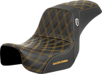 SADDLEMEN Pro Series SDC Performance Seat - Carbon Fiber/Lumbar Gripper - Gold Stitch - Dyna '06-'17