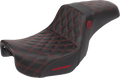 SADDLEMEN Pro Series SDC Performance Seat - Carbon Fiber/Lumbar Gripper - Red Stitch - Dyna '06-'17