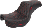 SADDLEMEN Pro Series SDC Performance Seat - Carbon Fiber/Lumbar Gripper - Red Stitch - Dyna '06-'17