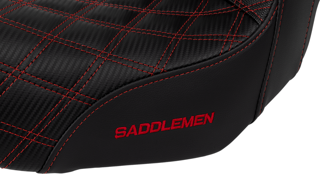 SADDLEMEN Pro Series SDC Performance Seat - Carbon Fiber/Lumbar Gripper - Red Stitch - Dyna '06-'17