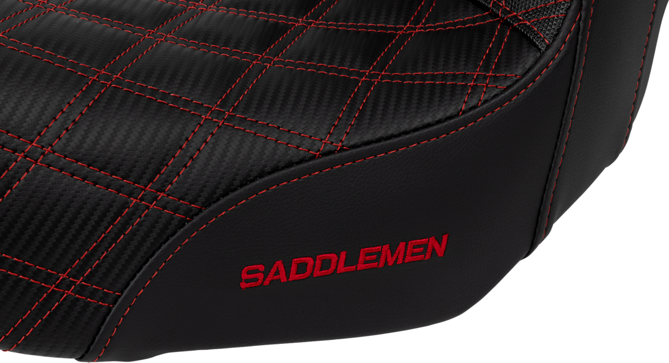 SADDLEMEN Pro Series SDC Performance Seat - Carbon Fiber/Lumbar Gripper - Red Stitch - Dyna '06-'17