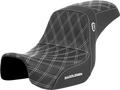 SADDLEMEN Pro Series SDC Performance Seat - Carbon Fiber/Lumbar Gripper - White Stitch - Dyna '06-'17
