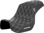 SADDLEMEN Pro Series SDC Performance Seat - Carbon Fiber/Lumbar Gripper - White Stitch - Dyna '06-'17