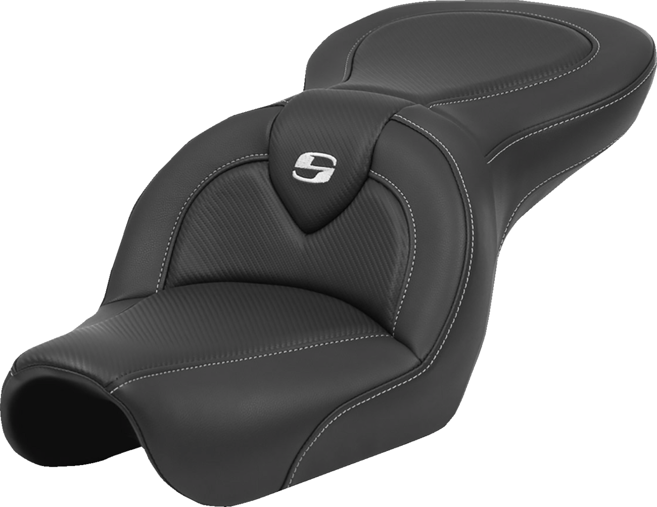 SADDLEMEN Roadsofa™ Seat - Carbon Fiber - Black Stitch - without Backrest - FL '04-'05