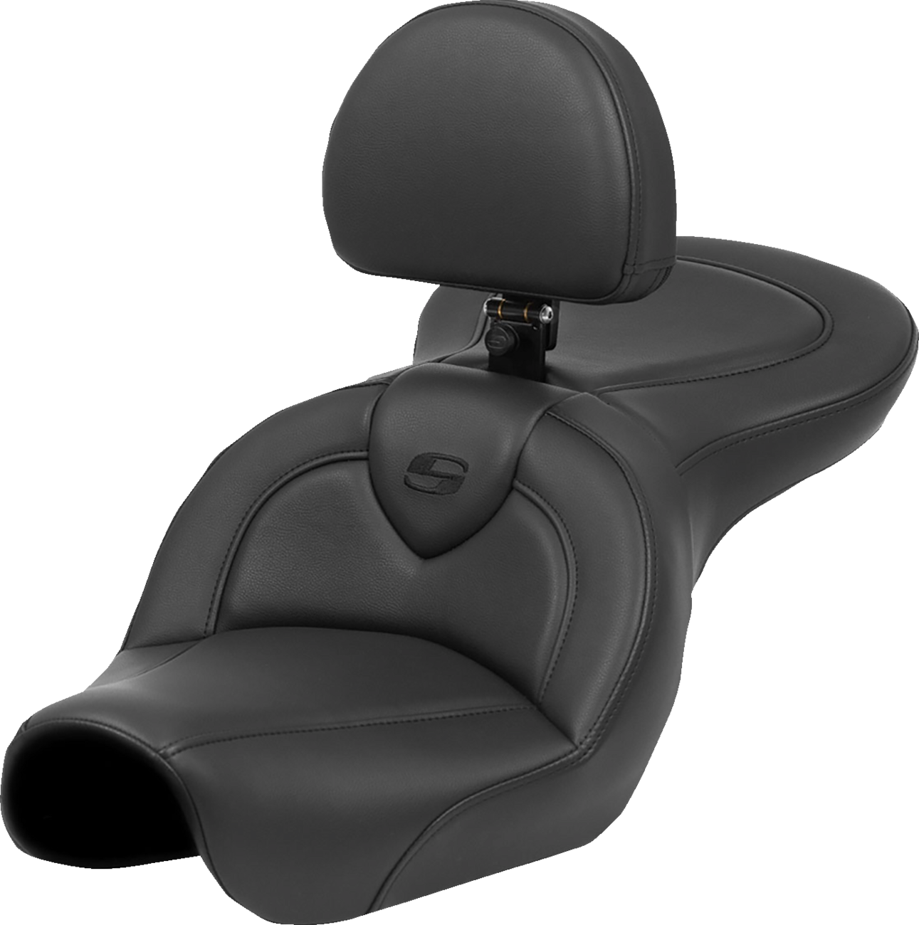 SADDLEMEN Roadsofa™ Seat - Black Stitch - with Backrest - FXD '04-'05